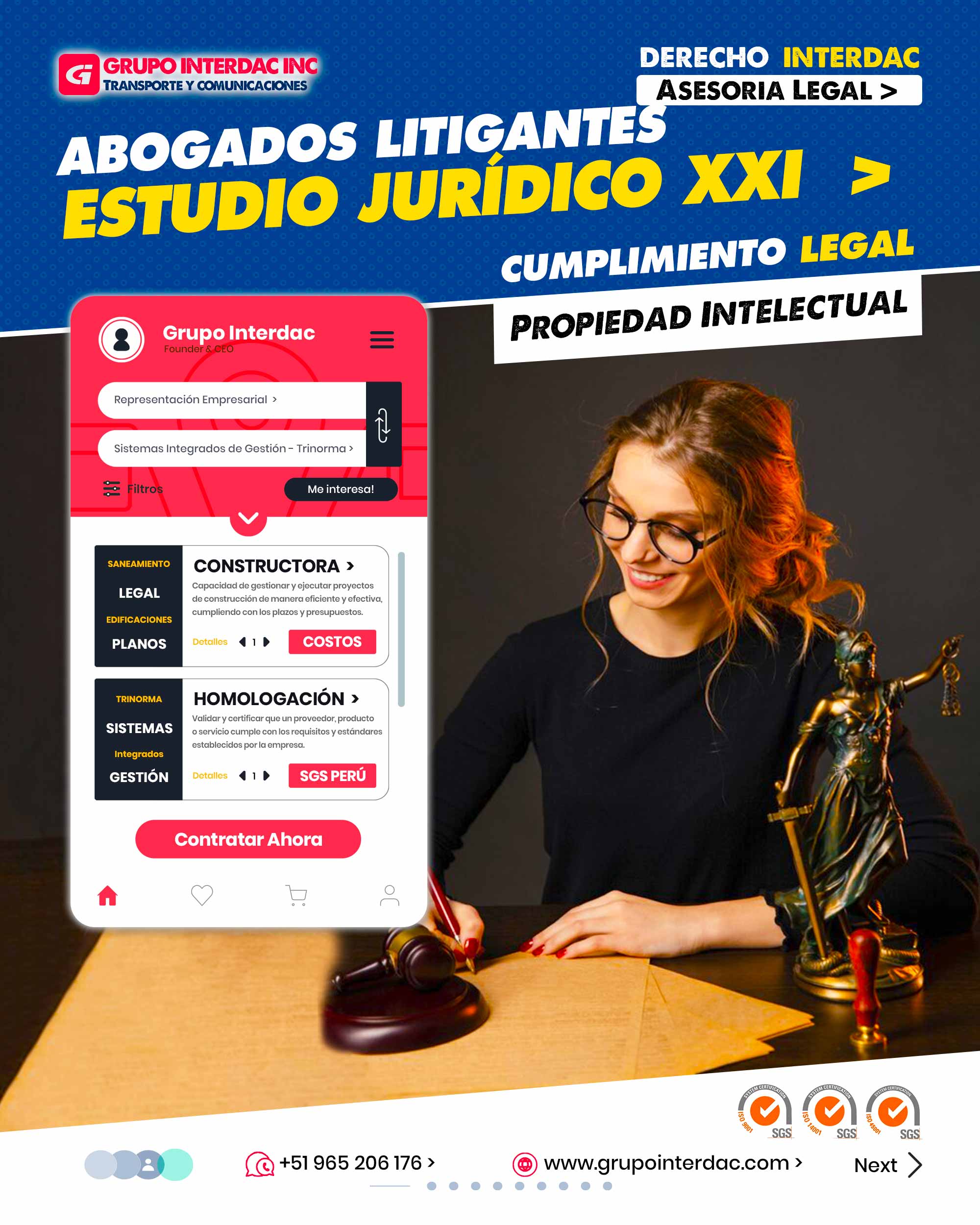 Permisos y licencias: Gestionar la obtención de permisos y licencias municipales y estatales es esencial para operar legalmente. Resolución de conflictos: Facilitar la mediación y arbitraje en caso de disputas minimiza litigios costosos y retrasos en la construcción. Protección de datos: Manejar la información personal y confidencial de manera adecuada cumple con las leyes de privacidad. Responsabilidad legal: Definir claramente las responsabilidades de cada parte involucrada evita problemas y asigna responsabilidades. Prevención de corrupción: Asesoría ética y legal previene actos de corrupción en la industria de la construcción. Control financiero: Supervisar los aspectos legales de los aspectos financieros asegura transparencia y evita fraudes. Seguridad y salud ocupacional: Cumplir con las normativas de seguridad laboral y salud asegura el bienestar de los trabajadores. La empresa Grupo Interdac Inc tiene un compromiso ambiental sostenible para la optimización de recursos naturales a través de herramientas computacionales en beneficio del planeta. Nuestra empresa es lider en creación de herramientas digitales para empresas transnacionales dedicadas al sector industria y de recolección y transporte de residuos solidos.