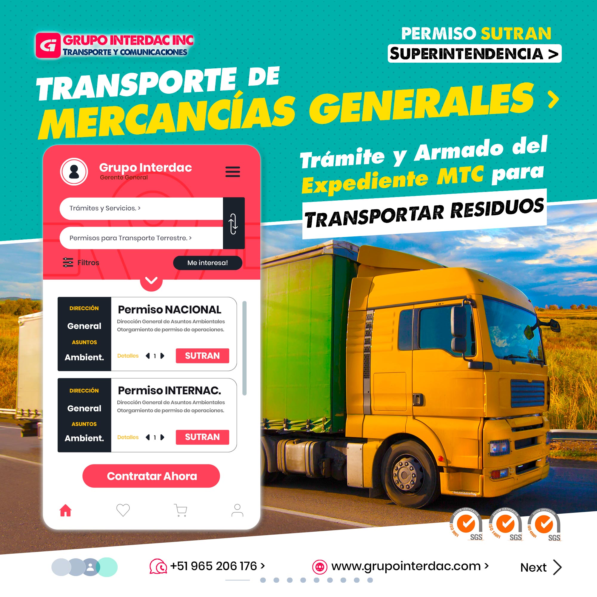 Grupo Interdac Inc tiene un compromiso ambiental sostenible para la optimización de recursos naturales a través de herramientas computacionales en beneficio del planeta. Nuestra empresa es lider en creación de herramientas digitales para empresas transnacionales dedicadas al sector de recolección y transporte de residuos solidos. Comunicación con autoridades: El ingeniero puede interactuar con las autoridades y entidades reguladoras, facilitando el proceso de obtención de permisos y licencias. Responsabilidad ambiental: Contar con un ingeniero técnico responsable demuestra el compromiso de la empresa con el cuidado del medio ambiente y la sostenibilidad, lo que puede generar una buena reputación y confianza entre los clientes y la comunidad. Tener un ingeniero técnico responsable en una empresa de transporte de residuos sólidos es una ventaja significativa que garantiza la gestión adecuada y segura de los residuos, cumpliendo con las regulaciones ambientales y protegiendo la salud pública y el entorno natural.