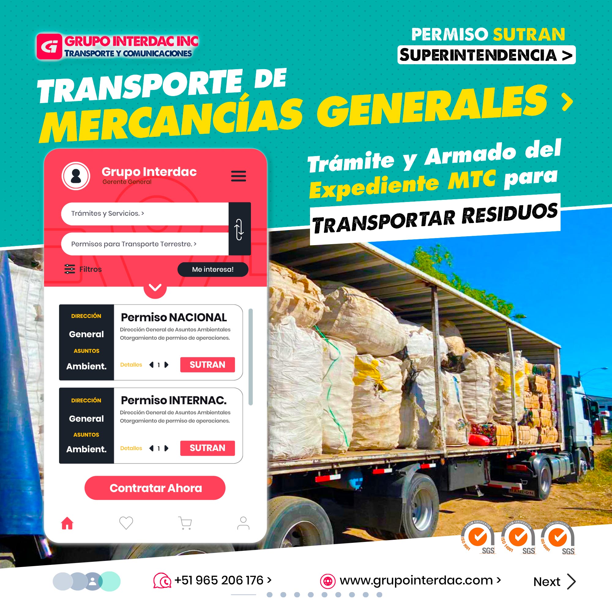 Grupo Interdac Inc tiene un compromiso ambiental sostenible para la optimización de recursos naturales a través de herramientas computacionales en beneficio del planeta. Nuestra empresa es lider en creación de herramientas digitales para empresas transnacionales dedicadas al sector de recolección y transporte de residuos solidos. Cumplimiento normativo: La empresa se compromete a cumplir con la normativa ambiental y de seguridad relacionada con el transporte y manejo de residuos sólidos.