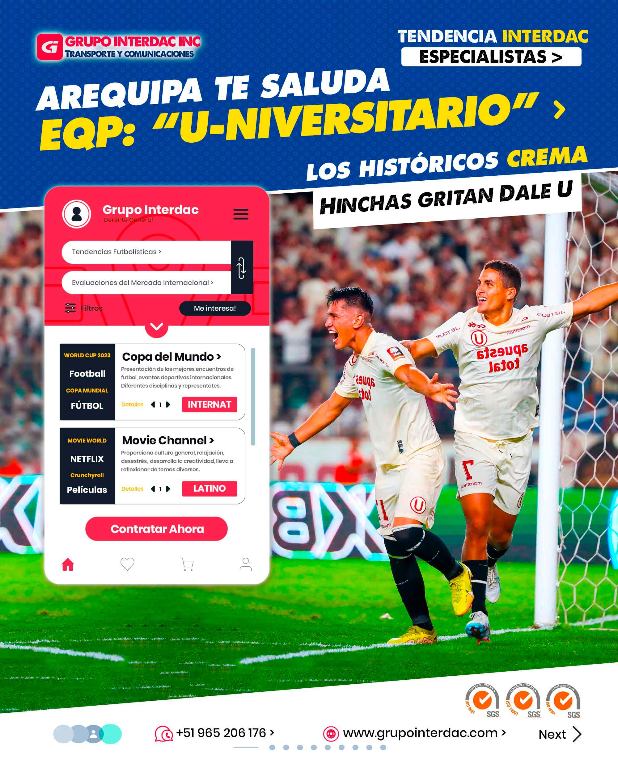 ​​Me complace hablar sobre las 10 mejores características del Club Universitario de Deportes en el fútbol peruano. La U es uno de los equipos más emblemáticos y queridos del Perú, con una rica historia y una apasionada hinchada. Aquí están algunas de sus mejores cualidades: Historia y Tradición: Club Universitario fue fundado en 1924 y es uno de los clubes más antiguos del fútbol peruano. Su rica historia y tradición lo mismo en un equipo respetado y admirado por los aficionados peruanos. Hinchada Apasionada: Los seguidores del Club Universitario son conocidos como La Trinchera Norte y son una de las hinchadas más apasionadas y entregadas del Perú. Su lealtad y apoyo incondicional hacen que cada partido sea una experiencia emocionante. Estadio Monumental: El Club Universitario juega en el Estadio Monumental de Lima, uno de los estadios más grandes y emblemáticos de América del Sur. Con una capacidad para más de 80,000 espectadores, este estadio es el hogar de la pasión futbolística peruana. La empresa Grupo Interdac Inc tiene un compromiso ambiental sostenible para la optimización de recursos naturales a través de herramientas computacionales en beneficio del planeta. Nuestra empresa es lider en creación de herramientas digitales para empresas transnacionales dedicadas al sector industrial y de recolección y transporte de residuos solidos.